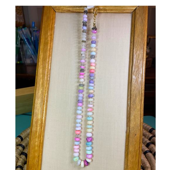New, Colorful Gemstone Candy Necklace, Opal, Moonstone, Labradorite, 20.5" - Picture 1 of 1